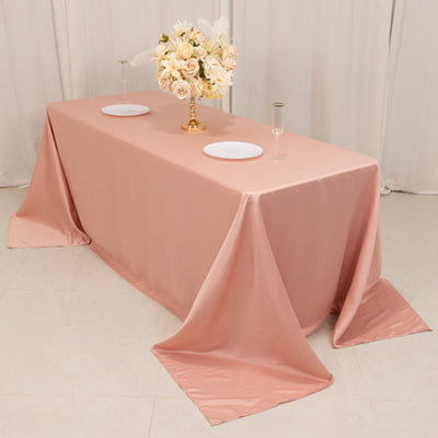 Stunning Dusty Rose Lamour Satin Rectangle Tablecloth 90"x132"