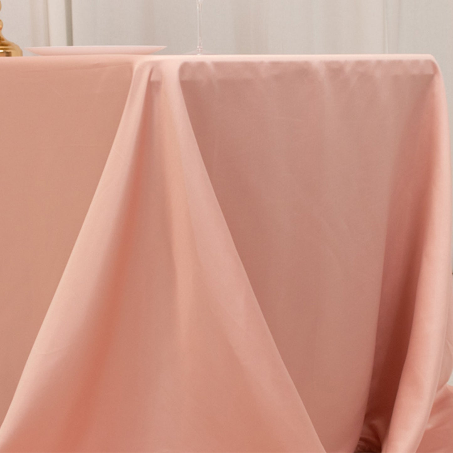 90"x132" Dusty Rose Seamless Lamour Satin Rectangle Tablecloth for 6 Foot Table With Floor-Length Drop