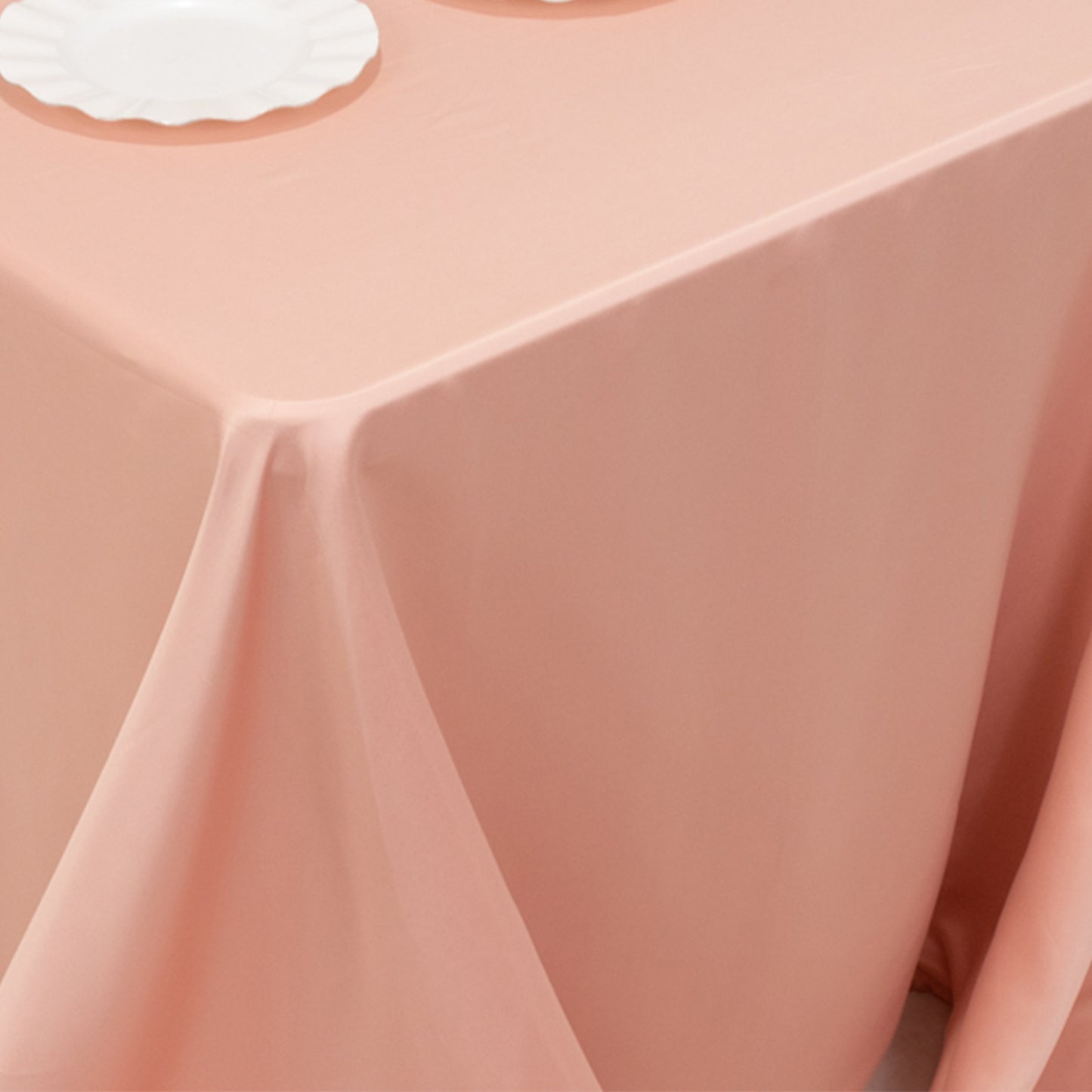 90"x132" Dusty Rose Seamless Lamour Satin Rectangle Tablecloth for 6 Foot Table With Floor-Length Drop