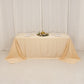 beige seamless satin tablecloth for 6 foot table with floor-length drop