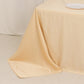 Beige satin tablecloth draped elegantly over a 6-foot table.