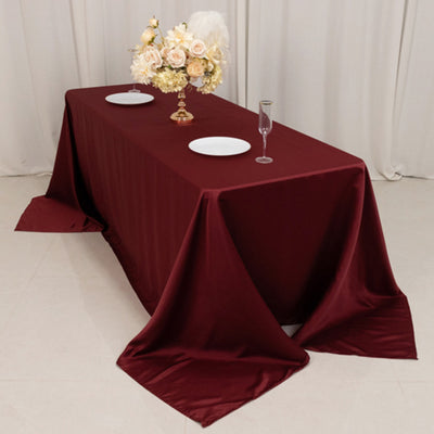 Stunning Burgundy Lamour Satin Rectangle Tablecloth 90"x132"