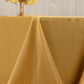 90"x132" Champagne Seamless Lamour Satin Rectangle Tablecloth for 6 Foot Table With Floor-Length Drop