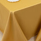 90"x132" Champagne Seamless Lamour Satin Rectangle Tablecloth for 6 Foot Table With Floor-Length Drop
