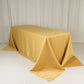 90"x132" Champagne Seamless Lamour Satin Rectangle Tablecloth for 6 Foot Table With Floor-Length Drop