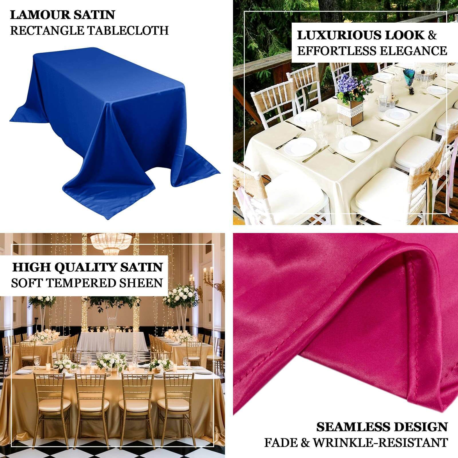 Seamless Lamour Satin Rectangle Tablecloth