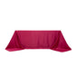 Fuchsia satin tablecloth for 6-foot table with floor-length drop.