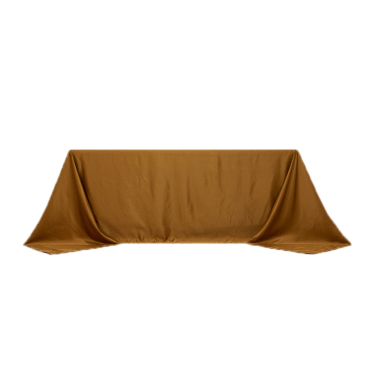gold satin tablecloth for 6-foot table with floor-length drop