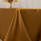 Gold satin tablecloth for a 6-foot table with floor-length drop.