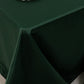 90"x132" Hunter Emerald Green Seamless Lamour Satin Rectangle Tablecloth for 6 Foot Table With Floor-Length Drop