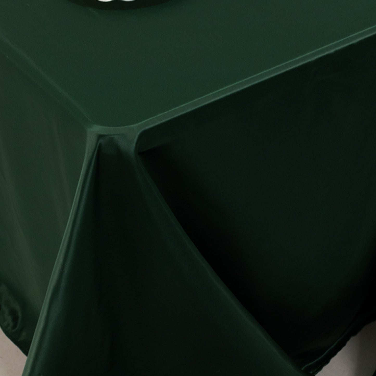 90"x132" Hunter Emerald Green Seamless Lamour Satin Rectangle Tablecloth for 6 Foot Table With Floor-Length Drop