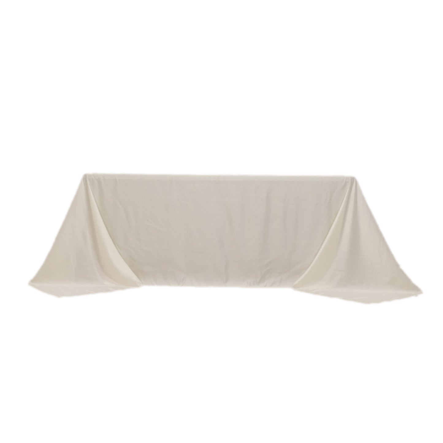 90"x132" Ivory Seamless Lamour Satin Rectangle Tablecloth for 6 Foot Table With Floor-Length Drop