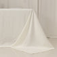90"x132" Ivory Seamless Lamour Satin Rectangle Tablecloth for 6 Foot Table With Floor-Length Drop