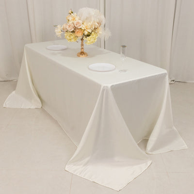 Stunning Ivory Lamour Satin Rectangle Tablecloth 90"x132"