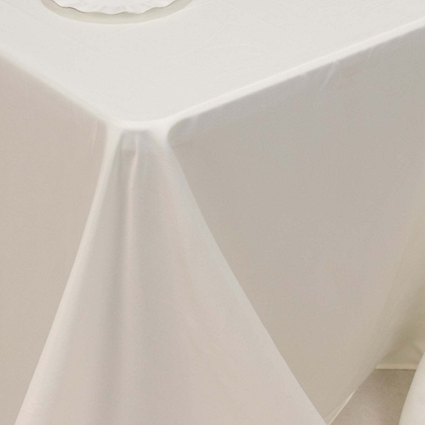 90"x132" Ivory Seamless Lamour Satin Rectangle Tablecloth for 6 Foot Table With Floor-Length Drop