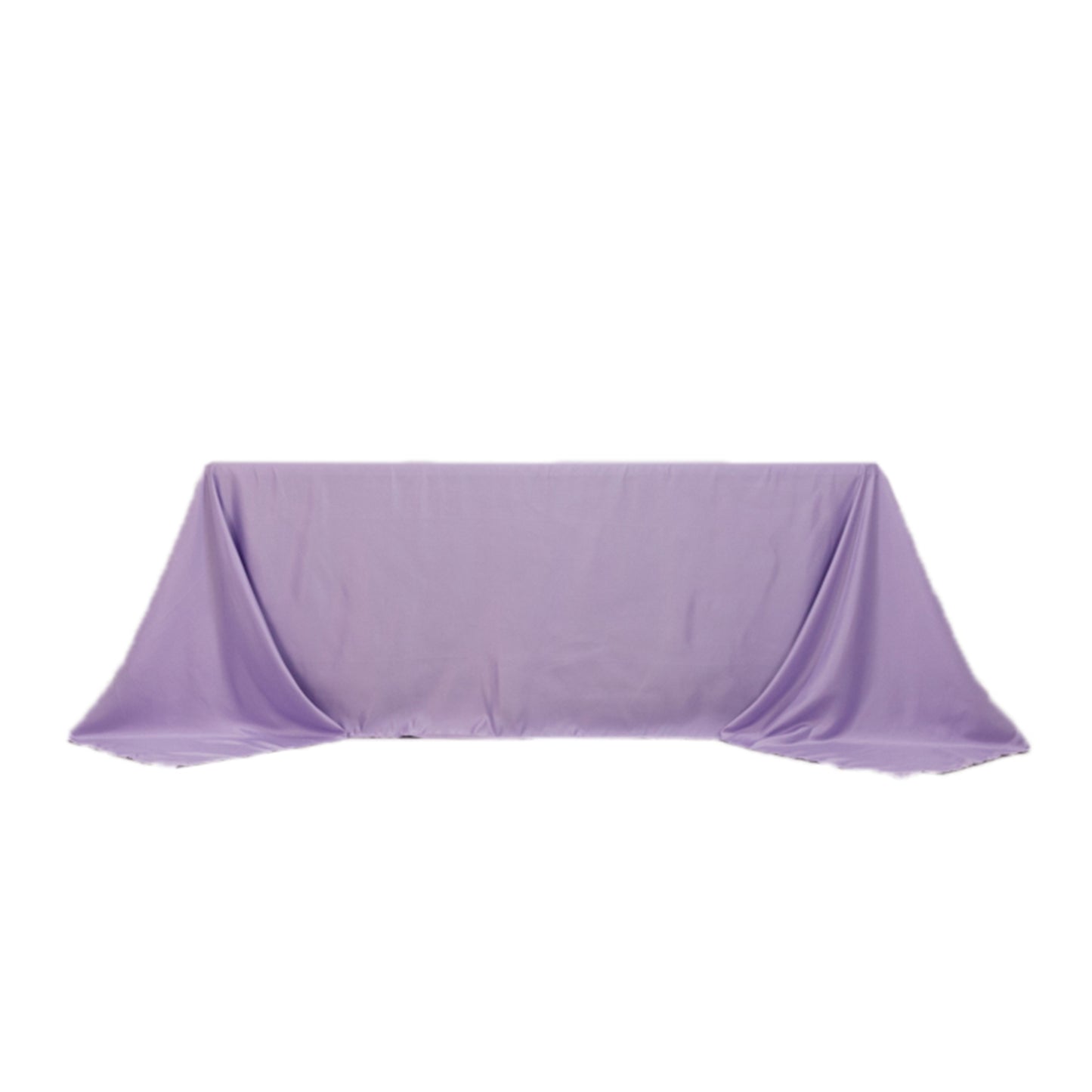 90"x132" Lavender Lilac Seamless Lamour Satin Rectangle Tablecloth for 6 Foot Table With Floor-Length Drop