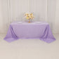 90"x132" Lavender Lilac Seamless Lamour Satin Rectangle Tablecloth for 6 Foot Table With Floor-Length Drop