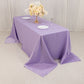 90"x132" Lavender Lilac Seamless Lamour Satin Rectangle Tablecloth for 6 Foot Table With Floor-Length Drop