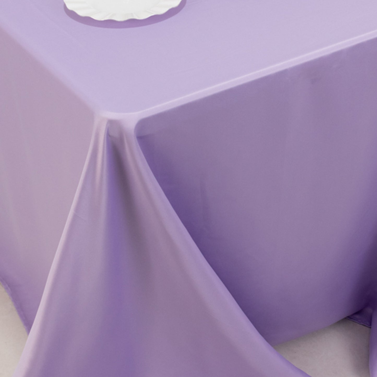 90"x132" Lavender Lilac Seamless Lamour Satin Rectangle Tablecloth for 6 Foot Table With Floor-Length Drop