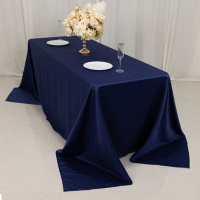 Stunning Navy Blue Lamour Satin Rectangle Tablecloth 90"x132"