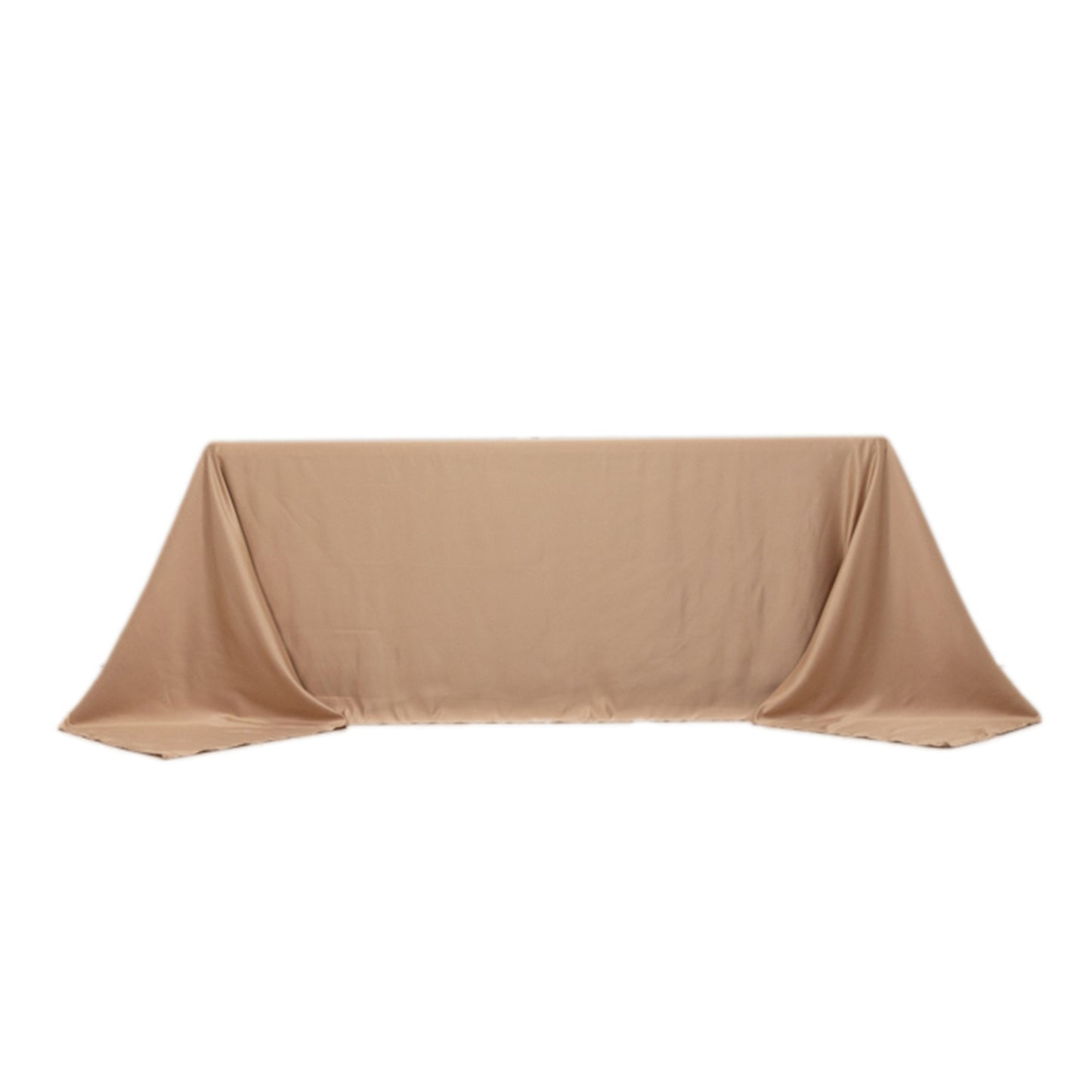 90"x132" Nude Seamless Lamour Satin Rectangle Tablecloth for 6 Foot Table With Floor-Length Drop