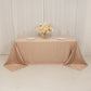90"x132" Nude Seamless Lamour Satin Rectangle Tablecloth for 6 Foot Table With Floor-Length Drop