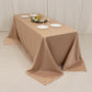 90"x132" Nude Seamless Lamour Satin Rectangle Tablecloth for 6 Foot Table With Floor-Length Drop