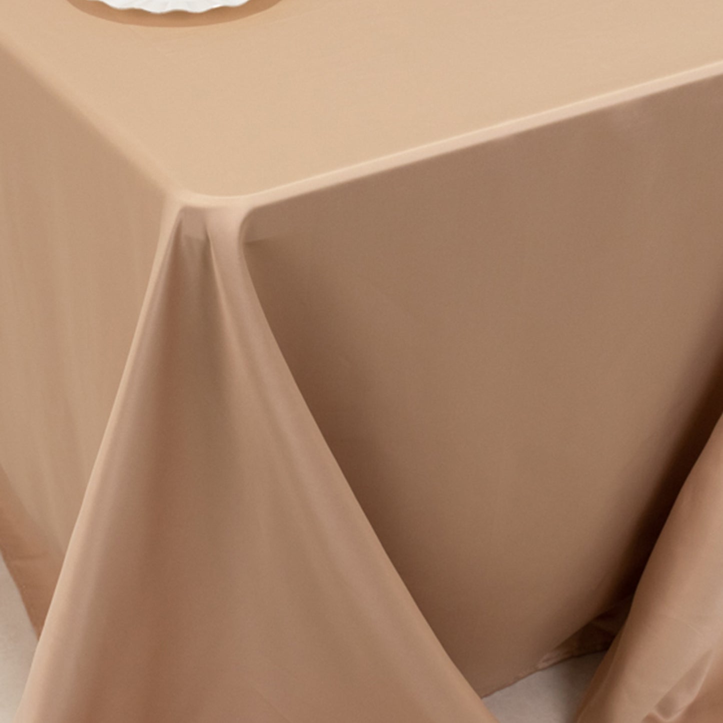 90"x132" Nude Seamless Lamour Satin Rectangle Tablecloth for 6 Foot Table With Floor-Length Drop