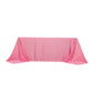 Pink satin tablecloth for 6-foot table with floor-length drop.