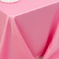90"x132" pink satin tablecloth for 6 foot table with floor-length drop.