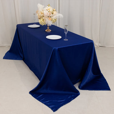 Stunning Royal Blue Lamour Satin Rectangle Tablecloth 90"x132"