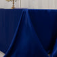 90"x132" Royal Blue Seamless Lamour Satin Rectangle Tablecloth for 6 Foot Table With Floor-Length Drop