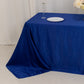 90"x132" Royal Blue Seamless Lamour Satin Rectangle Tablecloth for 6 Foot Table With Floor-Length Drop