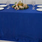 90"x132" Royal Blue Seamless Lamour Satin Rectangle Tablecloth for 6 Foot Table With Floor-Length Drop