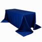 90"x132" Royal Blue Seamless Lamour Satin Rectangle Tablecloth for 6 Foot Table With Floor-Length Drop