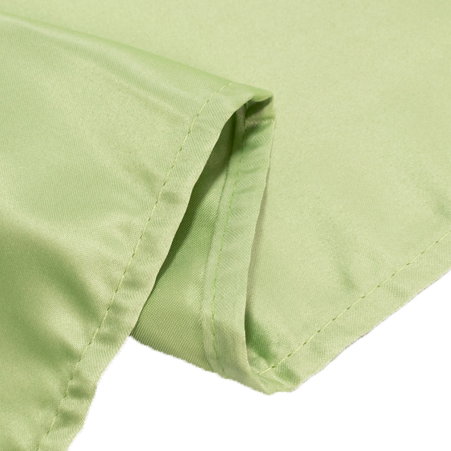 90"x132" Sage Green Seamless Lamour Satin Rectangle Tablecloth for 6 Foot Table With Floor-Length Drop