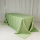 90"x132" Sage Green Seamless Lamour Satin Rectangle Tablecloth for 6 Foot Table With Floor-Length Drop