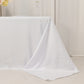 90"x132" White Seamless Lamour Satin Rectangle Tablecloth for 6 Foot Table With Floor-Length Drop