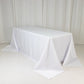90"x132" White Seamless Lamour Satin Rectangle Tablecloth for 6 Foot Table With Floor-Length Drop