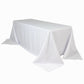 90"x132" White Seamless Lamour Satin Rectangle Tablecloth for 6 Foot Table With Floor-Length Drop