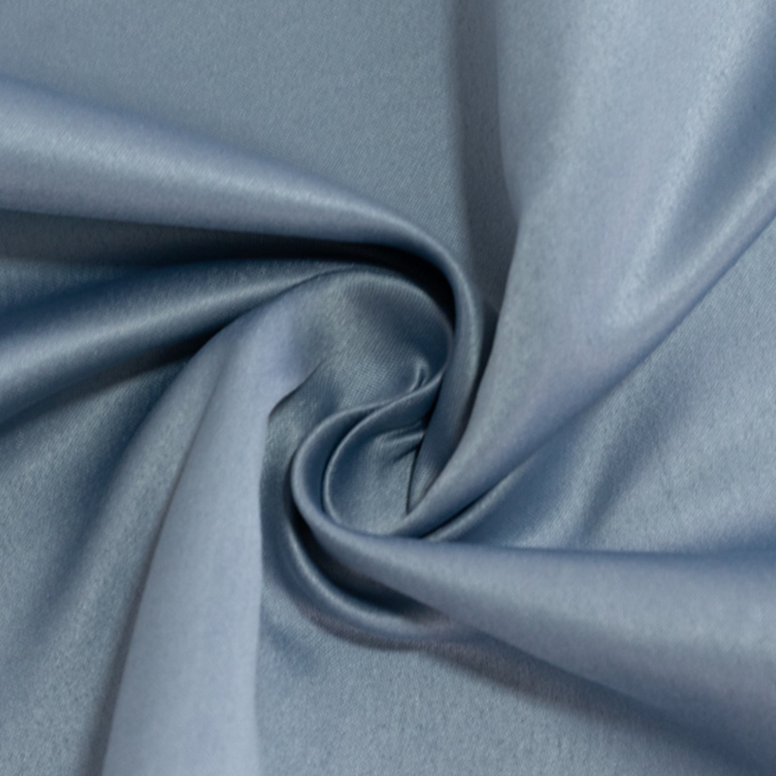 Dusty blue satin tablecloth for an 8-foot table with floor-length drop.