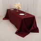 90"x156" Burgundy Seamless Lamour Satin Rectangle Tablecloth for 8 Foot Table With Floor-Length Drop