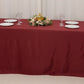 90"x156" Burgundy Seamless Lamour Satin Rectangle Tablecloth for 8 Foot Table With Floor-Length Drop