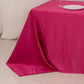 Fuchsia seamless satin tablecloth for 8-foot table with floor-length drop.