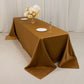Gold satin tablecloth for 8-foot table with floor-length drop.