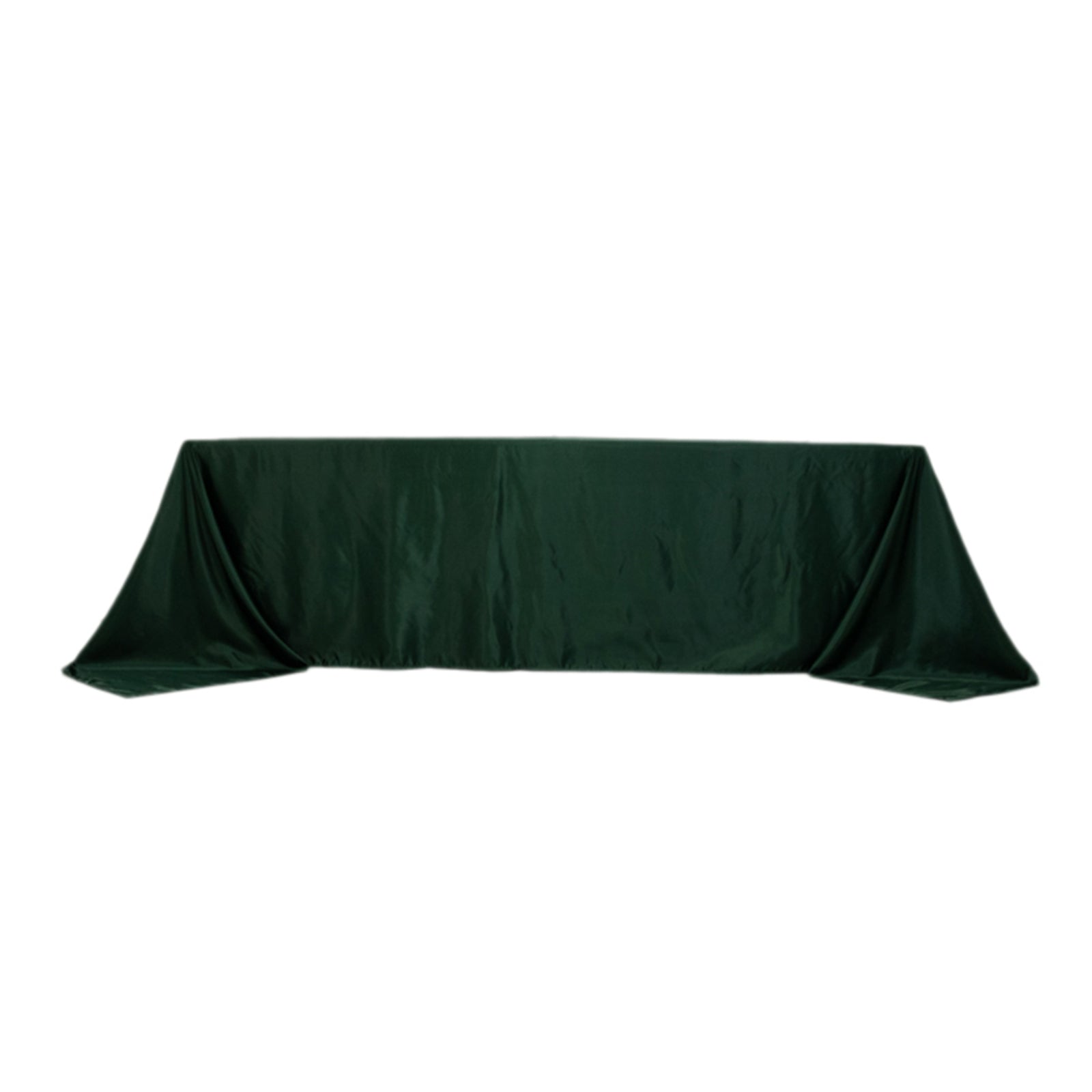 Hunter Emerald Green tablecloth for 8-foot table with floor-length drop.