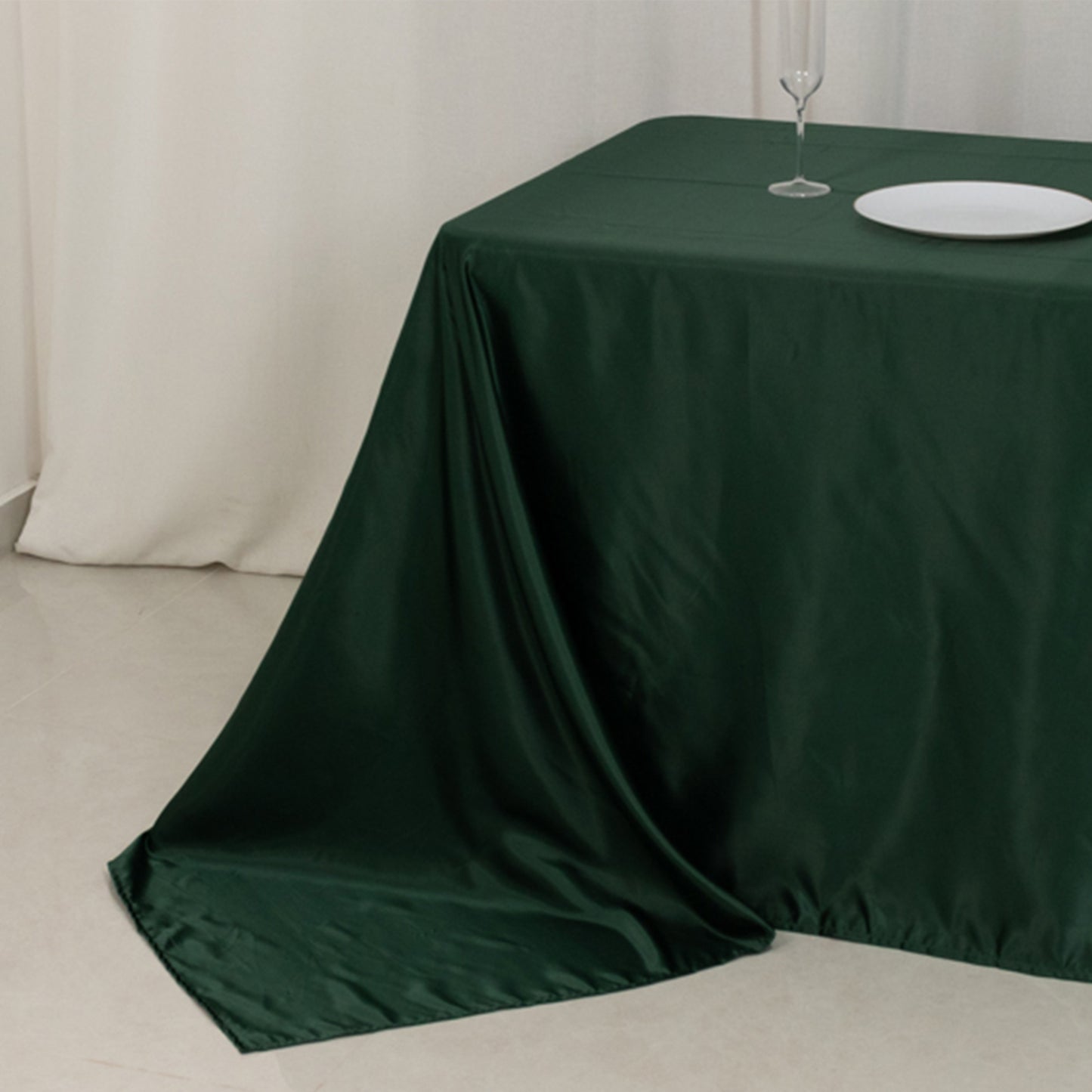 Hunter Emerald Green Satin Tablecloth for 8 Foot Table