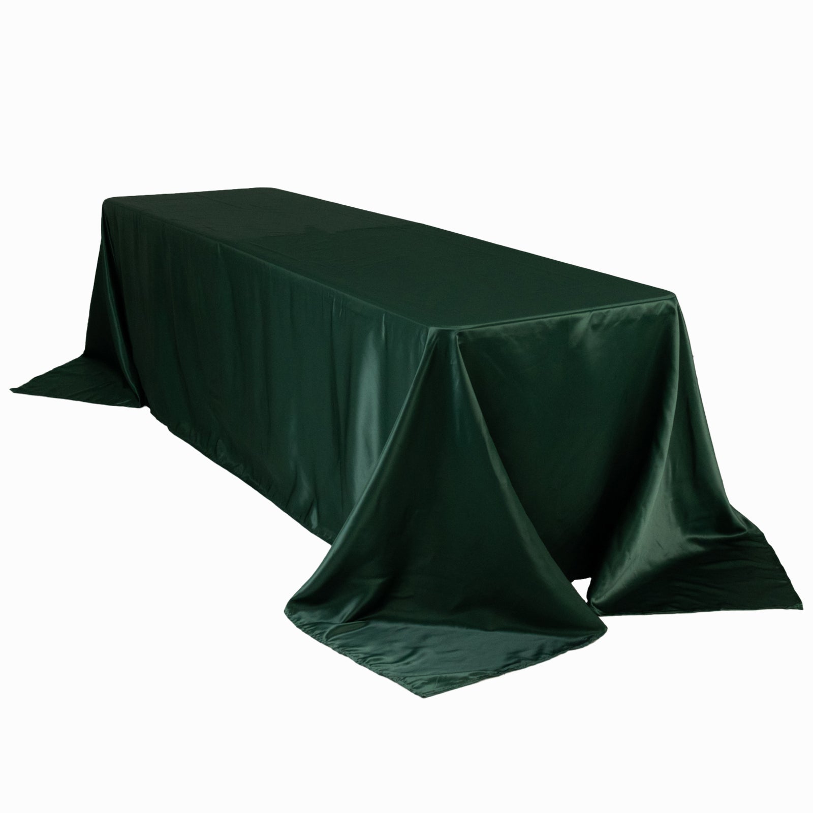 Hunter Emerald Green Lamour Satin Tablecloth for 8 Foot Table