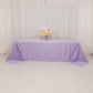 90"x156" Lavender Lilac Seamless Lamour Satin Rectangle Tablecloth for 8 Foot Table With Floor-Length Drop