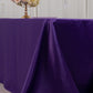 Purple satin tablecloth for an 8-foot table with floor-length drop.